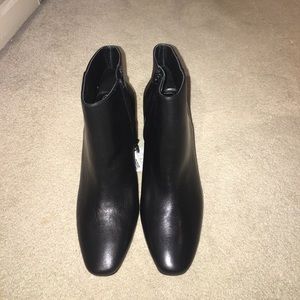Zara Black Leather Heel Booties in Size 37